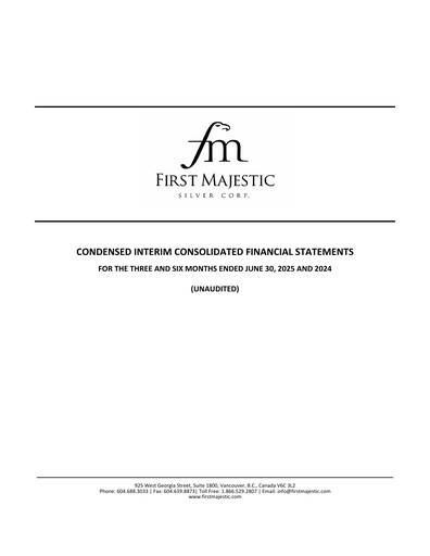 Thumbnail First Majestic Silver
 Quarterly Report 2025-q2