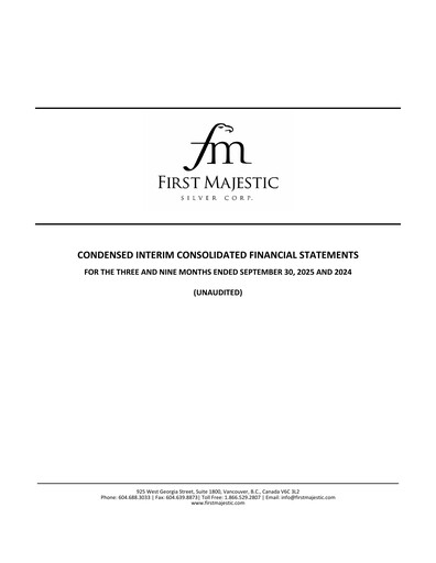 Thumbnail First Majestic Silver
 Quarterly Report 2025-q3