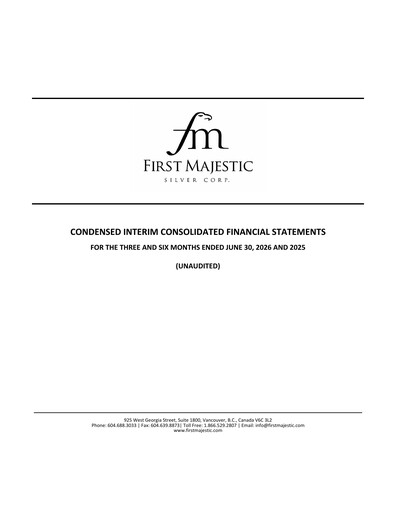 Thumbnail First Majestic Silver
 Quarterly Report 2026-q2