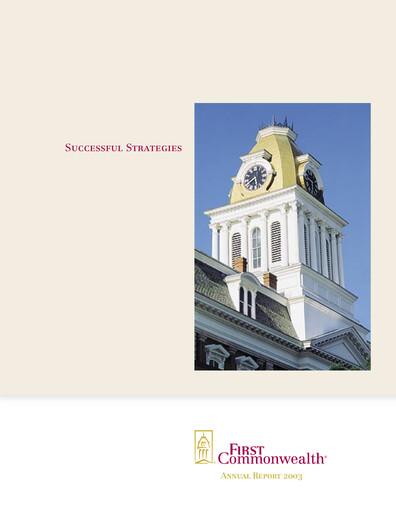 Thumbnail First Commonwealth Financial Corp Annual Report 2003