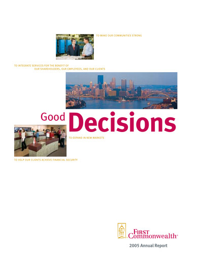 Thumbnail First Commonwealth Financial Corp Annual Report 2005