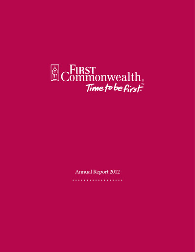 Thumbnail First Commonwealth Financial Corp Annual Report 2012
