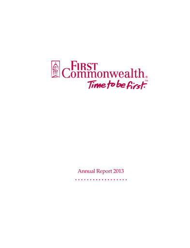 Thumbnail First Commonwealth Financial Corp Annual Report 2013