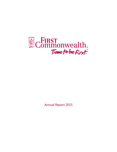 Thumbnail First Commonwealth Financial Corp Annual Report 2015