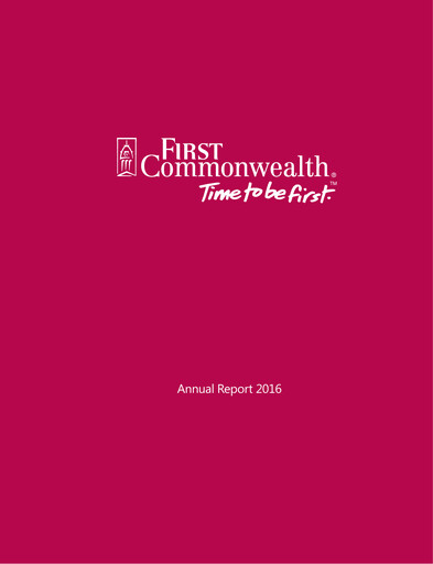 Thumbnail First Commonwealth Financial Corp Annual Report 2016