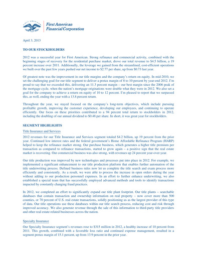 Thumbnail First American Financial Corporation Annual Report 2012