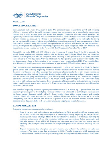 Thumbnail First American Financial Corporation Annual Report 2016