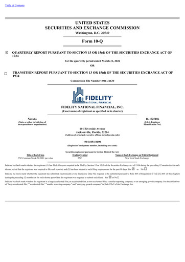 Thumbnail Fidelity National Financial
 Quarterly Report 2026-q1