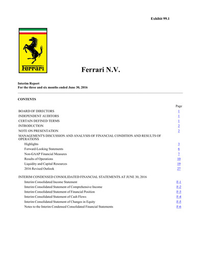 Thumbnail Ferrari Half-year Report 2016-h1