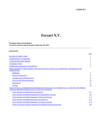 Thumbnail Ferrari Half-year Report 2022-h1