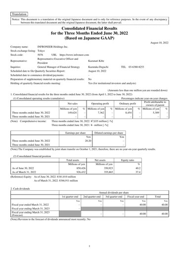 Thumbnail INFRONEER Holdings Quarterly Report 2022-q1