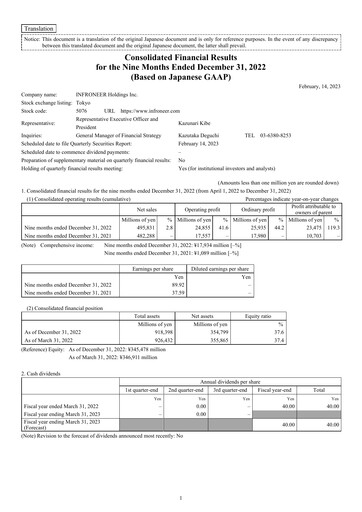 Thumbnail INFRONEER Holdings Quarterly Report 2022-q3