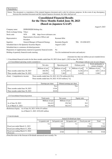 Thumbnail INFRONEER Holdings Quarterly Report 2023-q1
