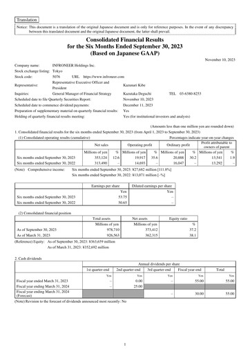 Thumbnail INFRONEER Holdings Quarterly Report 2023-q2