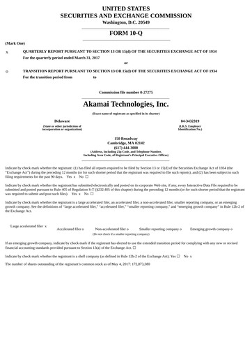 Thumbnail Akamai
 Quarterly Report 2017-q1