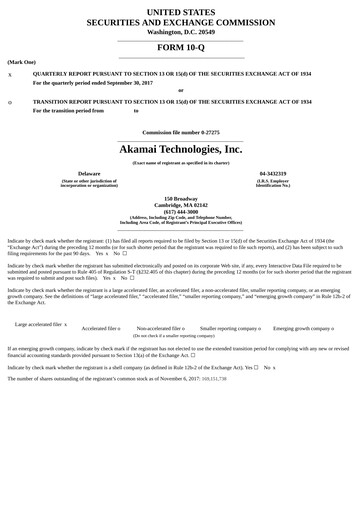 Thumbnail Akamai
 Quarterly Report 2017-q3