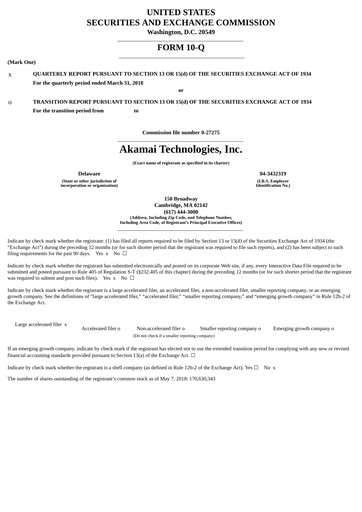 Thumbnail Akamai
 Quarterly Report 2018-q1