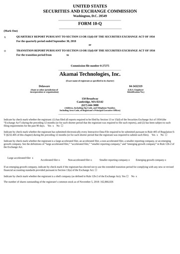 Thumbnail Akamai
 Quarterly Report 2018-q3