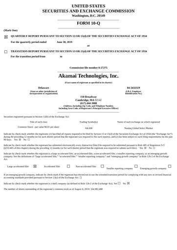 Thumbnail Akamai
 Quarterly Report 2019-q2
