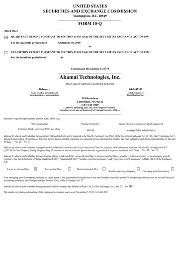 Thumbnail Akamai
 Quarterly Report 2019-q3