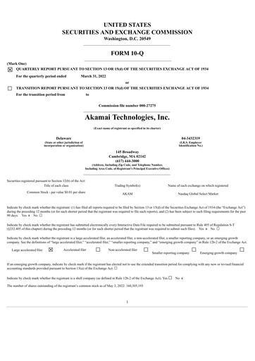 Thumbnail Akamai
 Quarterly Report 2022-q1