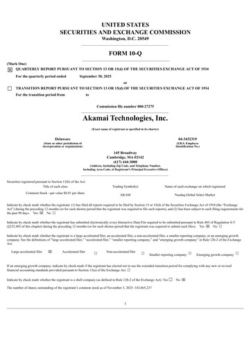 Thumbnail Akamai
 Quarterly Report 2025-q3
