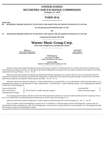 Vorschaubild Warner Music Group
 Quartalsbericht 2018-q1
