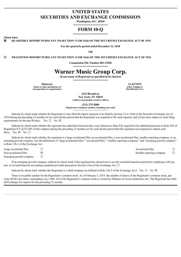 Vorschaubild Warner Music Group
 Quartalsbericht 2019-q1