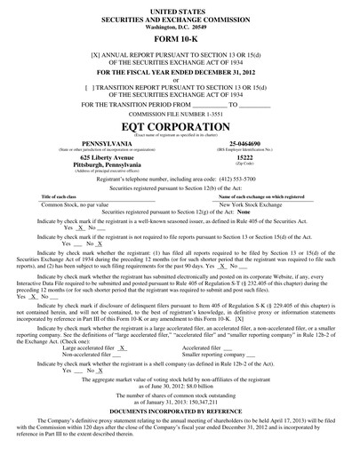 Vorschaubild EQT Corporation
 Jahresbericht 2012
