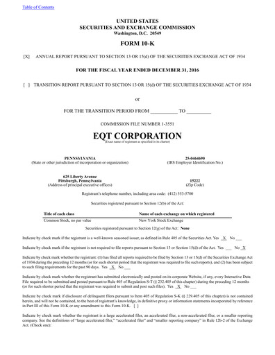 Vorschaubild EQT Corporation
 Jahresbericht 2016
