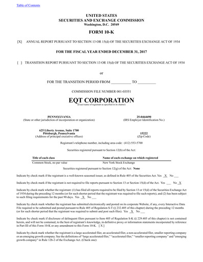 Vorschaubild EQT Corporation
 Jahresbericht 2017
