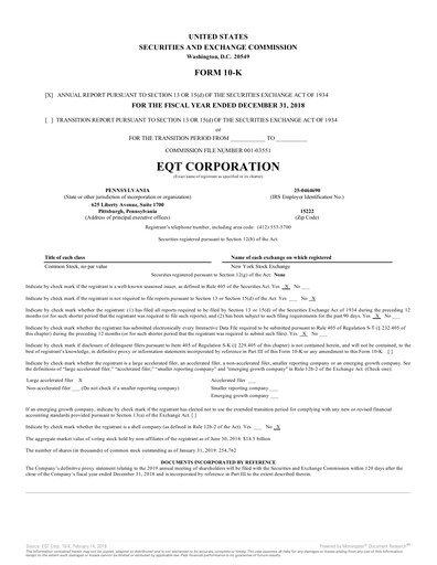 Vorschaubild EQT Corporation
 Jahresbericht 2018