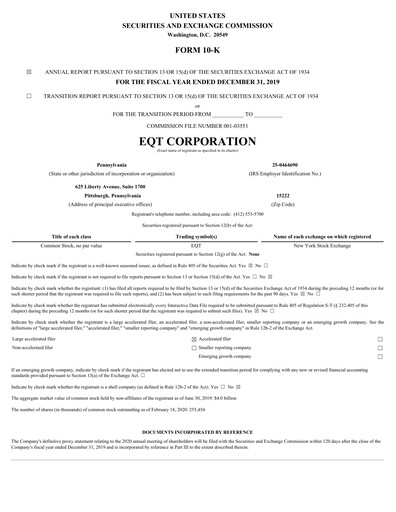 Vorschaubild EQT Corporation
 Jahresbericht 2019