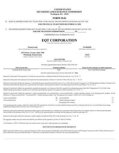 Vorschaubild EQT Corporation
 Jahresbericht 2020