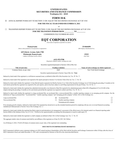 Vorschaubild EQT Corporation
 Jahresbericht 2021