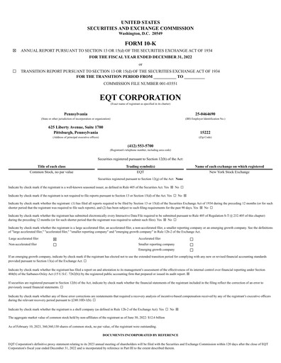 Vorschaubild EQT Corporation
 Jahresbericht 2022