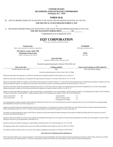 Vorschaubild EQT Corporation
 Jahresbericht 2023