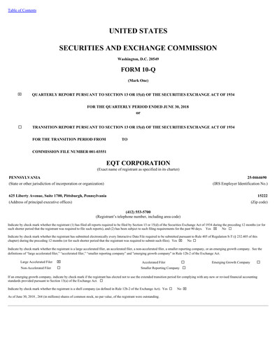 Thumbnail EQT Corporation
 Quarterly Report 2018-q2