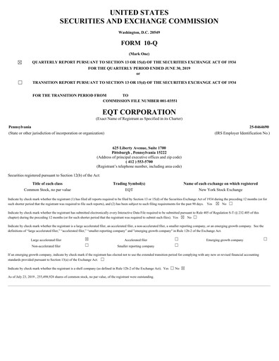 Thumbnail EQT Corporation
 Quarterly Report 2019-q2