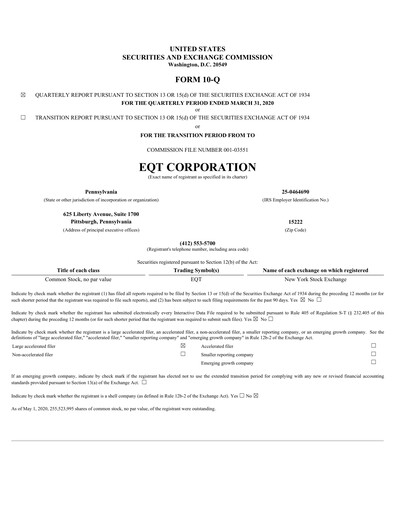 Thumbnail EQT Corporation
 Quarterly Report 2020-q1