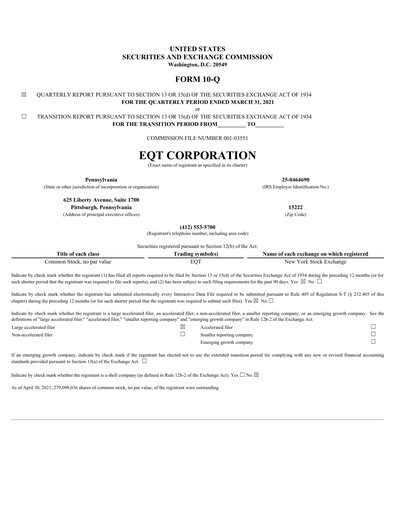 Thumbnail EQT Corporation
 Quarterly Report 2021-q1