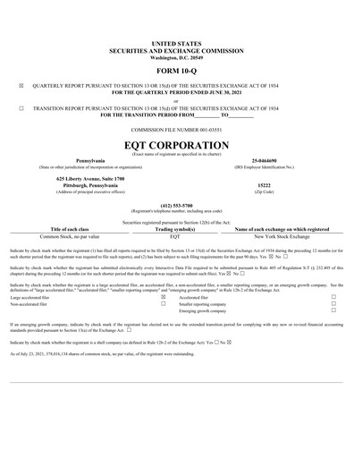 Thumbnail EQT Corporation
 Quarterly Report 2021-q2