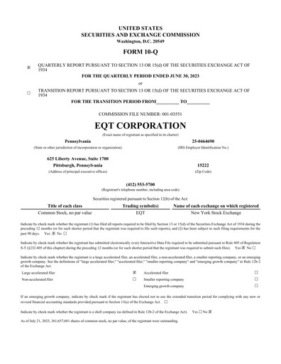 Vorschaubild EQT Corporation
 Quartalsbericht 2023-q2