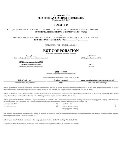 Thumbnail EQT Corporation
 Quarterly Report 2023-q3