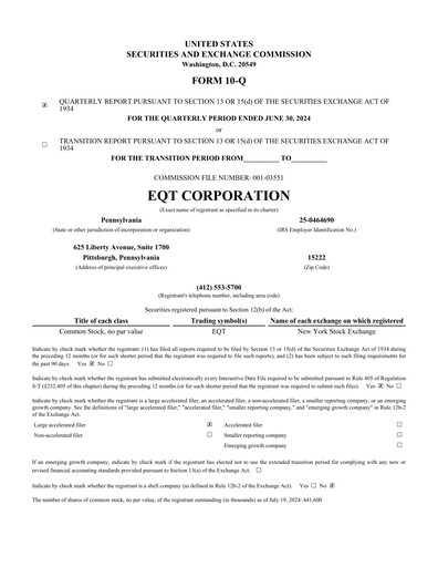 Vorschaubild EQT Corporation
 Quartalsbericht 2024-q2