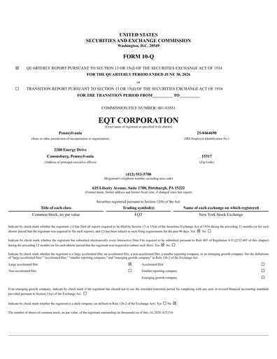 Vorschaubild EQT Corporation
 Quartalsbericht 2026-q2