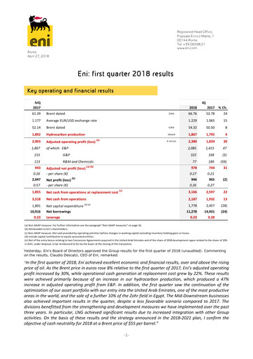 Miniature ENI Rapport trimestriel 2018-q1