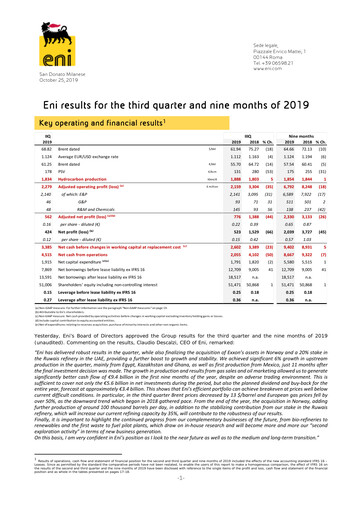 Miniature ENI Rapport trimestriel 2019-q3
