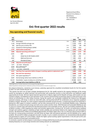 Miniature ENI Rapport trimestriel 2022-q1