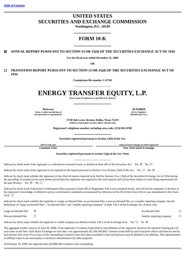 Vorschaubild Energy Transfer LP
 Jahresbericht 2008